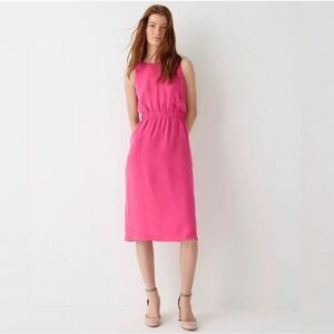 NWT J.Crew Re-Imagined Pink Cupro Blend Cinched Waist Midi Dress XL